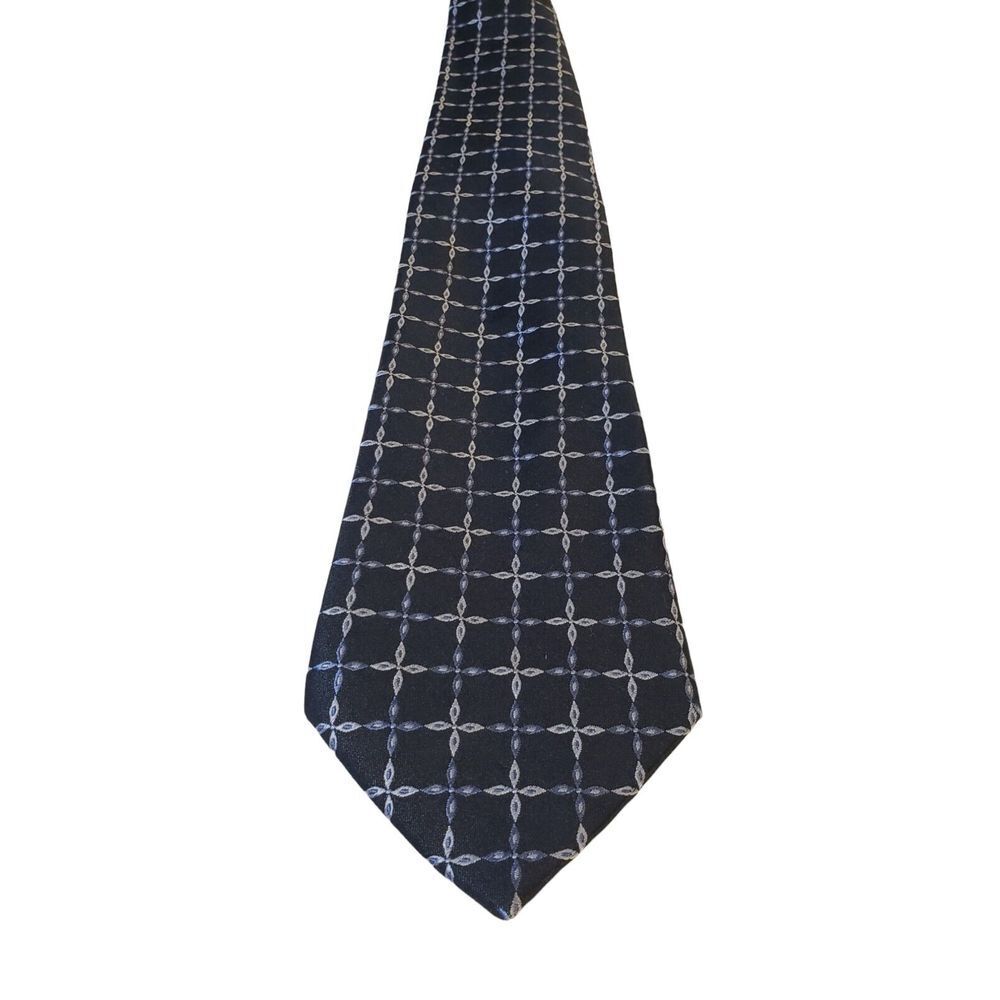Umberto Frasi Men's Necktie Multitone Blue Geometric Cross Pattern Polyester‎